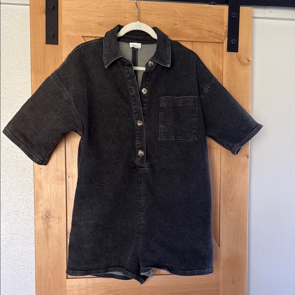 Le Lis Black Denim Romper